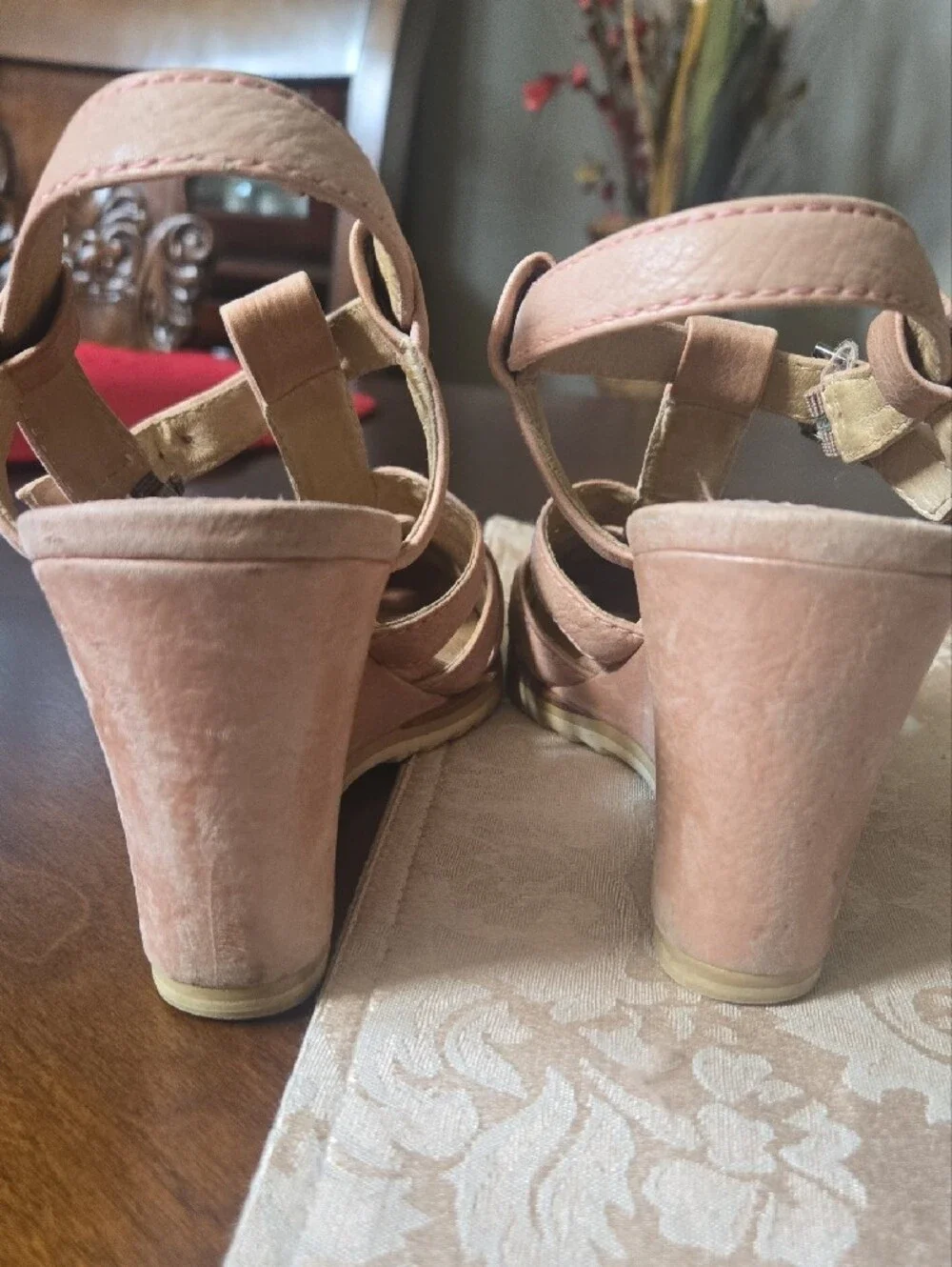 Frye Blush Pink Leather Wedge Sandals